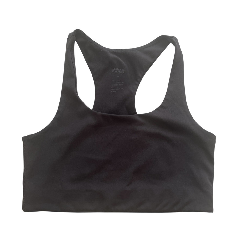 girlfriend collective Size M Scoop  Neck‎ Sports Bra Gray Smoke Racerback